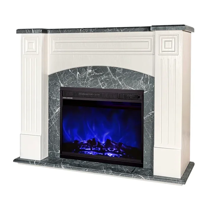 Camino Elettrico da Pavimento 90x115x32 cm Effetto Fiamma 1500W Magnolia & Lorance Ivory/dark gray Online - immagine 2