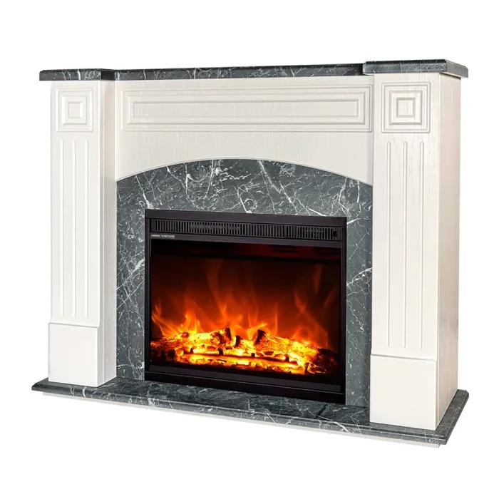 Camino Elettrico da Pavimento 90x115x32 cm Effetto Fiamma 1500W Magnolia & Lorance Ivory/dark gray Online - immagine 3
