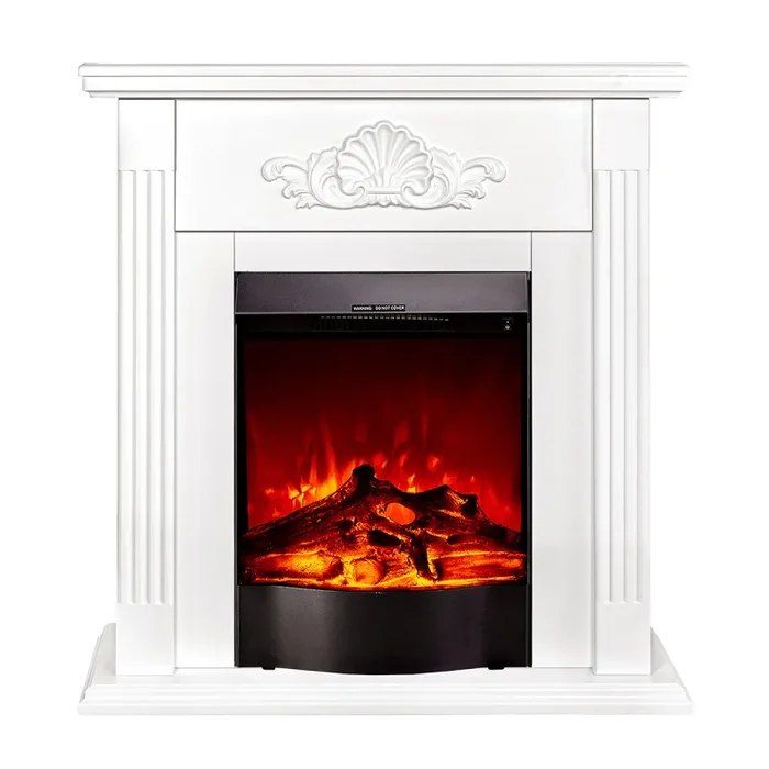 Camino Elettrico da Pavimento 90x90x27 cm Effetto Fiamma 1500W Sorina & Corsica Bianco - immagine 2