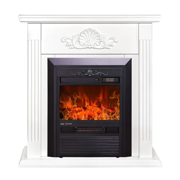 Camino Elettrico da Pavimento 90x90x27 cm Effetto Fiamma 2000W Sorina & Cristina Bianco - immagine 2