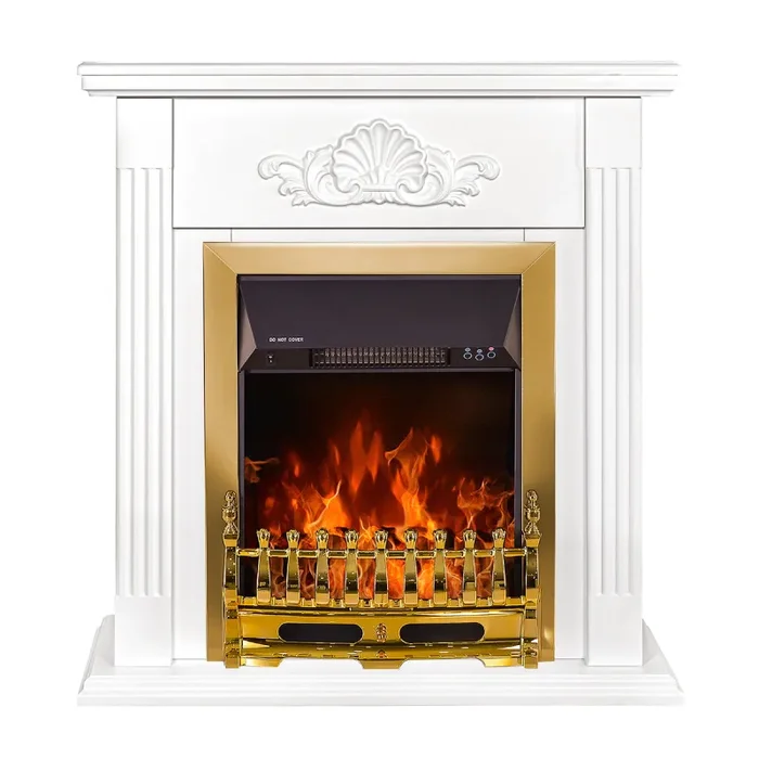 Camino Elettrico da Pavimento 90x90x27 cm Effetto Fiamma 2000W Sorina & Galileo gold Bianco - immagine 2