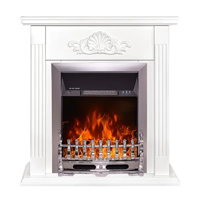 Camino Elettrico da Pavimento 90x90x27 cm Effetto Fiamma 2000W Sorina & Galileo silver Bianco - immagine 2