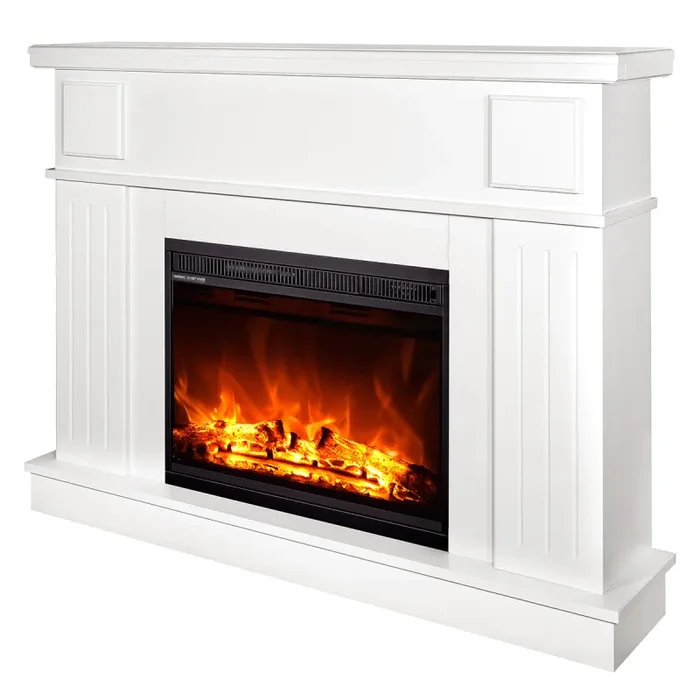 Camino Elettrico da Pavimento 95x120x30 cm Effetto Fiamma 1500W Olimpia & Lorance color Bianco - immagine 2