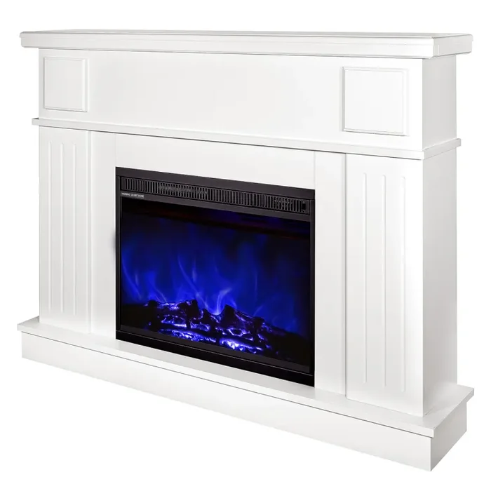 Camino Elettrico da Pavimento 95x120x30 cm Effetto Fiamma 1500W Olimpia & Lorance color Bianco - immagine 3