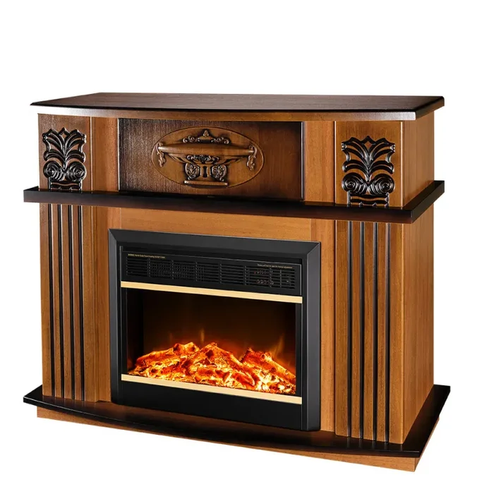 Camino Elettrico da Pavimento 96,3x120x31,8 cm Effetto Fiamma 1500W Roma mini & Mars Noce