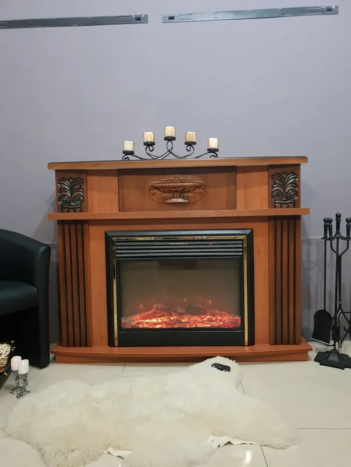 Camino Elettrico da Pavimento 96,3x120x31,8 cm Effetto Fiamma 1500W Roma mini & Mars Noce - immagine 2