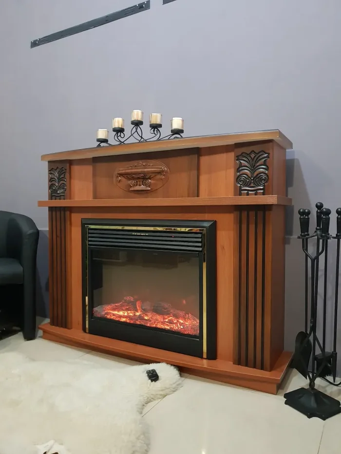 Camino Elettrico da Pavimento 96,3x120x31,8 cm Effetto Fiamma 1500W Roma mini & Mars Noce - immagine 3