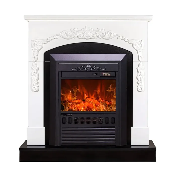 Camino Elettrico da Pavimento 97,5x90x25 cm Effetto Fiamma 2000W Casanova & Cristina Bianco/nero - immagine 2