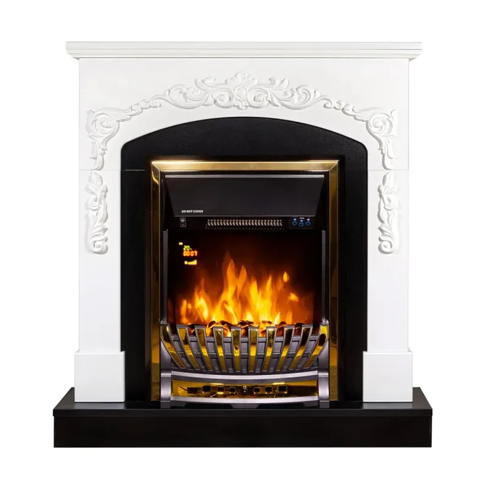 Camino Elettrico da Pavimento 97,5x90x25 cm Effetto Fiamma 2000W Casanova & Meridian Bianco/nero Saldi - immagine 2