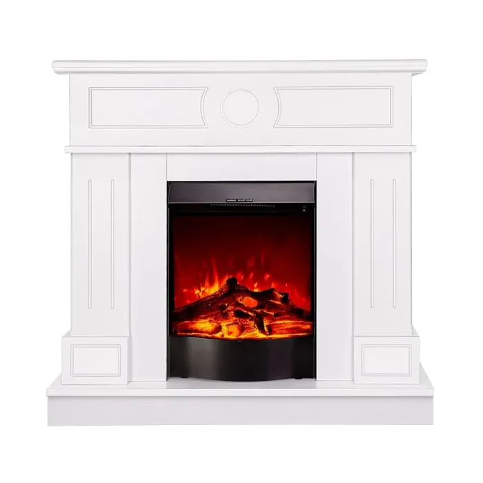 Camino Elettrico da Pavimento 97,8×104,8×30 cm Effetto Fiamma 1600W Ambassador & Corsica Bianco - immagine 2