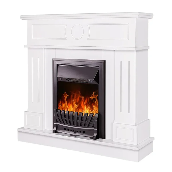 Camino Elettrico da Pavimento 97,8×104,8×30 cm Effetto Fiamma 2000W Ambasador & Pluton Bianco Saldi