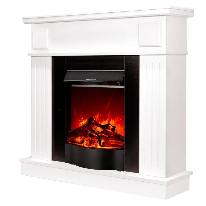 Camino Elettrico da Pavimento 99,7×103,4×27 cm Effetto Fiamma 1600W Oscar & Corsica Bianco/nero