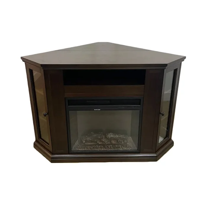 Camino Elettrico da Pavimento Effetto Fiamma 126x78x83 cm 900W/1800W in Legno Noce Online ora - immagine 3