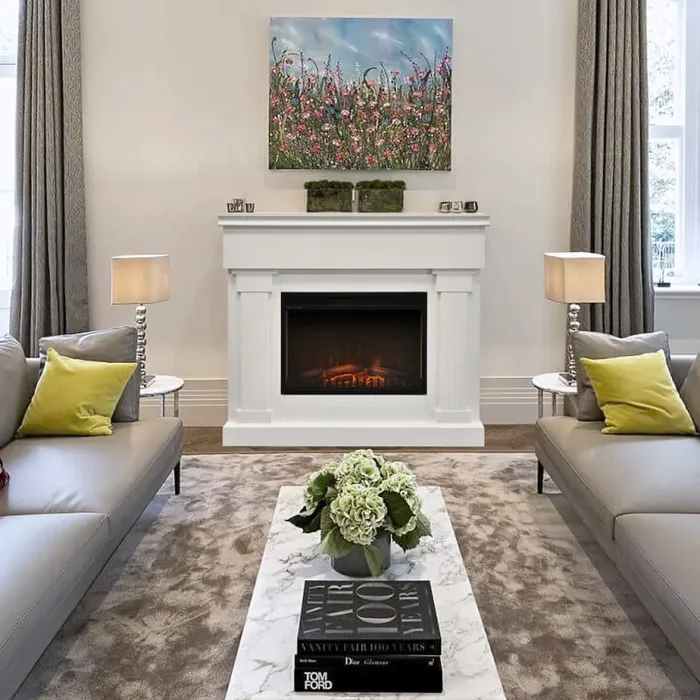 Camino Elettrico da Pavimento Effetto Fiamma 1800W Taylor Bianco - immagine 2