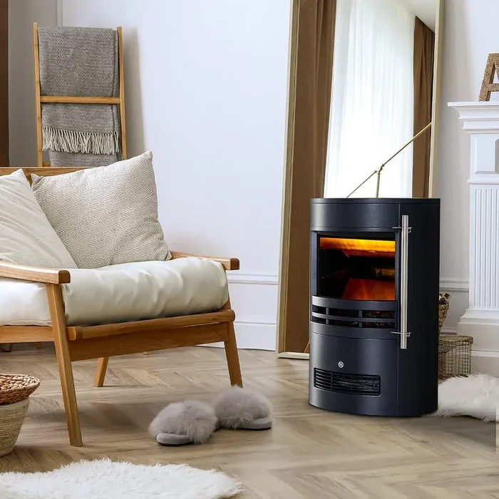 Camino Elettrico da Terra Effetto Fiamma 1800W Nero Vendita calda online - immagine 2
