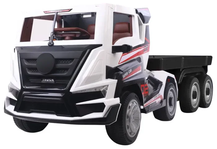 Camion Elettrico Truck con Rimorchio per Bambini 12V RC Bianco Fornitura