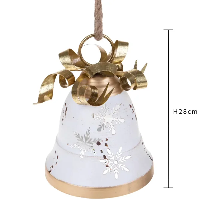 Campana con Fiocco 28 cm Crema/Oro - immagine 2