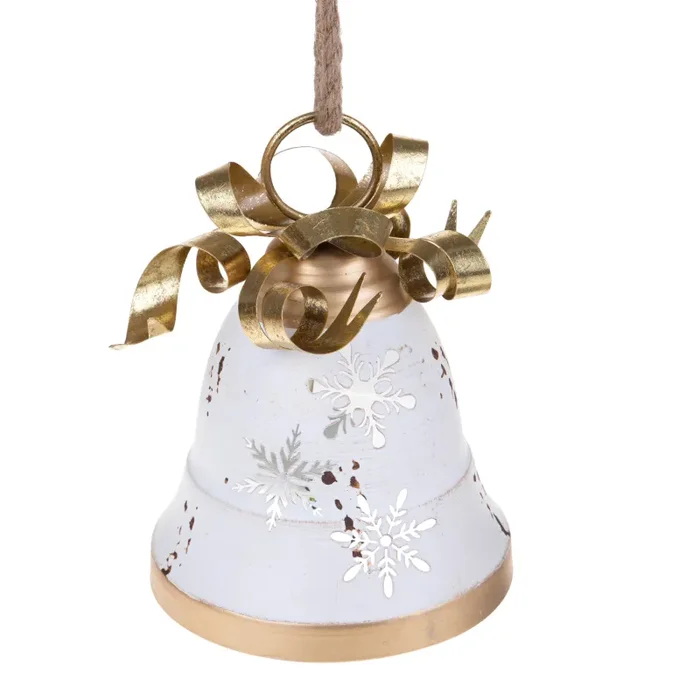 Campana con Fiocco 28 cm Crema/Oro - immagine 3