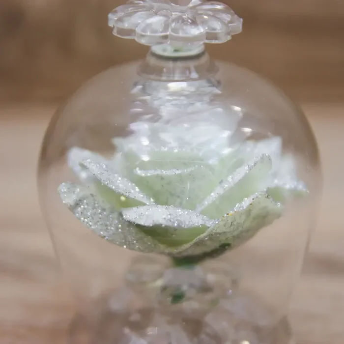 Campana con Rosa Bianca e Glitter Argento Via Margutta - immagine 2