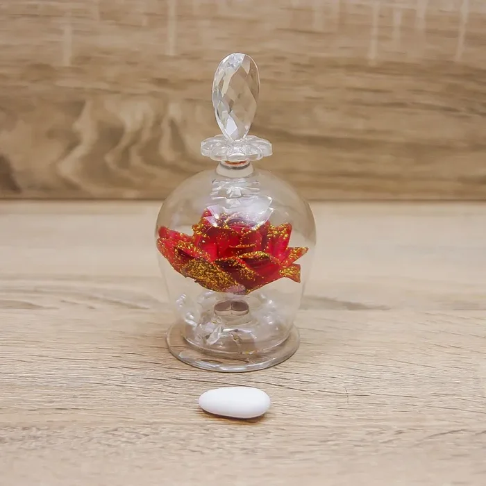 Campana con Rosa Rossa e Glitter Oro Via Margutta