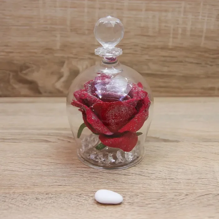 Campana con Rosa Rossa e Glitter Oro Via Margutta