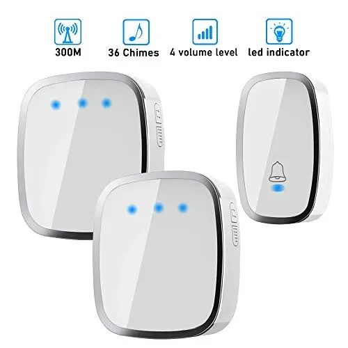 Campanello Senza Fili Impermeabile, Wireless Doorbell Con Raggio 1-2 Bianco