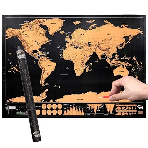 CAMWAY Mappa del Mondo da Grattare,Scratch Map World Extra Large 82X59…