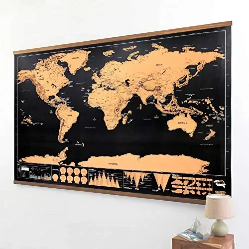CAMWAY Mappa del Mondo da Grattare,Scratch Map World Extra Large 82X59… - immagine 2