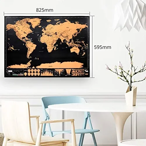 CAMWAY Mappa del Mondo da Grattare,Scratch Map World Extra Large 82X59… - immagine 3