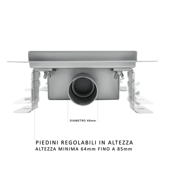 Canalina di Scarico Quadrata 15×15 cm in Acciaio Inox a Pavimento Bonussi - immagine 3