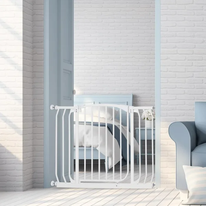 Cancelletto Bambini Barriera di Protezione 96×72,5 cm in Metallo Bianco - immagine 2