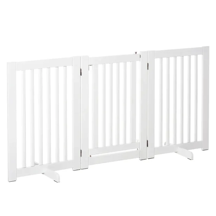 Cancelletto di Sicurezza Pieghevole per Animali Domestici 155×35,5×76 cm in MDF Bianco Saldi