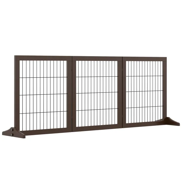 Cancelletto di Sicurezza Pieghevole per Animali Domestici 185x36x71 cm in Legno Marrone