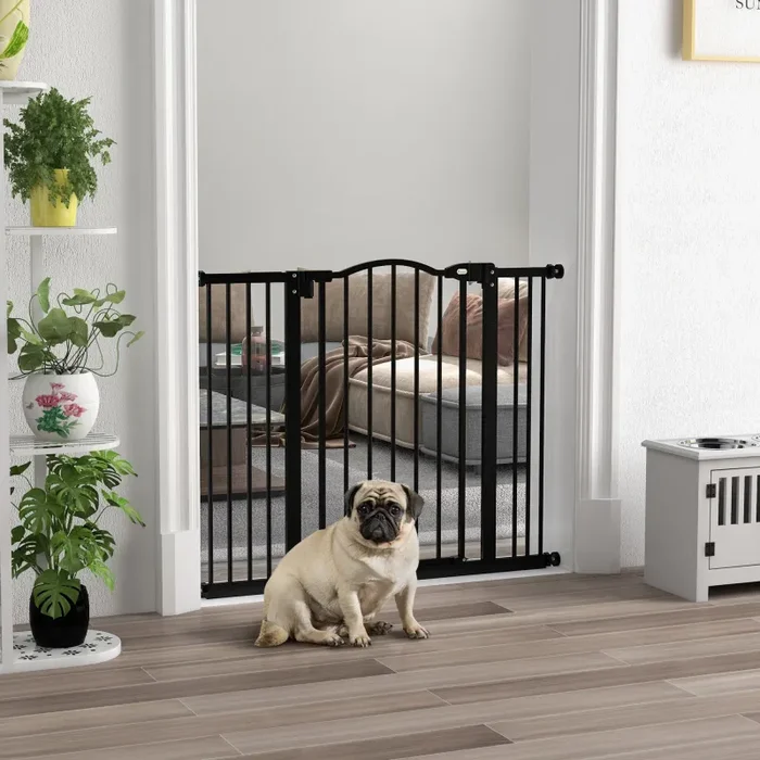 Cancellino per Cani Estensibile 74-100×78 cm in Metallo Nero - immagine 2