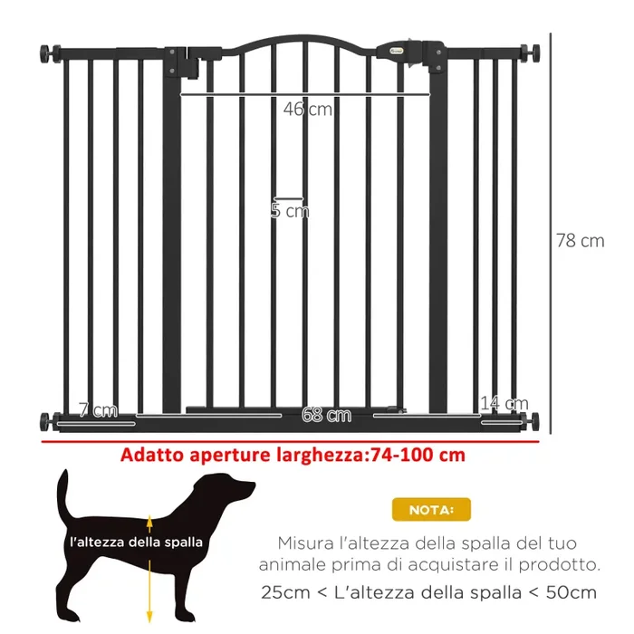 Cancellino per Cani Estensibile 74-100×78 cm in Metallo Nero - immagine 3