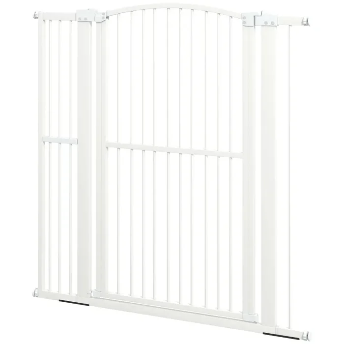 Cancellino per Cani Regolabile con 2 Estensioni 77-105×120 cm in Acciaio e Doppio Blocco Bianco In saldo