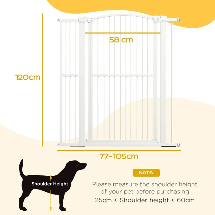 Cancellino per Cani Regolabile con 2 Estensioni 77-105×120 cm in Acciaio e Doppio Blocco Bianco In saldo - immagine 3