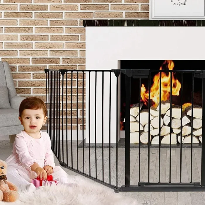 Cancello Cancelletto Protezione Camino Cani e Bambini Recinto Divisorio 3mt Nero - immagine 2