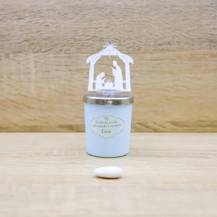 Candela celeste con Sacra Famiglia