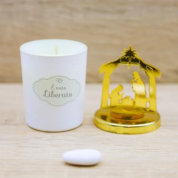 Candela con Sacra Famiglia e Personalizzazione - immagine 2