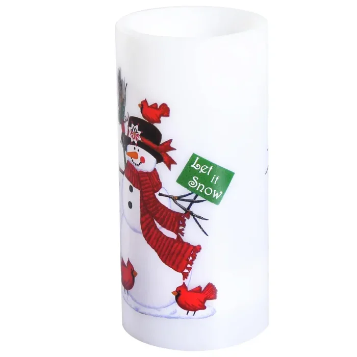 Candela di Natale LED con Proiettore 4 Effetti di Luce Bianco Ø7×15 cm - immagine 2