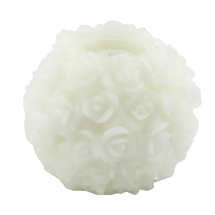 Candela led bianco con rose fontana cm Ø25xh20