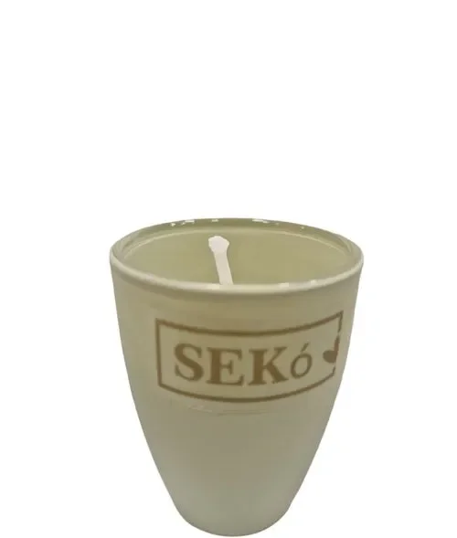 CANDELA PROFUMATA IN BICCHIERE PICCOLO IN CERAMICA VERDE SALVIA (diametro 5cm x h.6cm) Moda