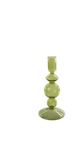 CANDELABRO PICCOLO BOROSILICATO IN VETRO TRASPARENTE VERDE (9xh.19cm)