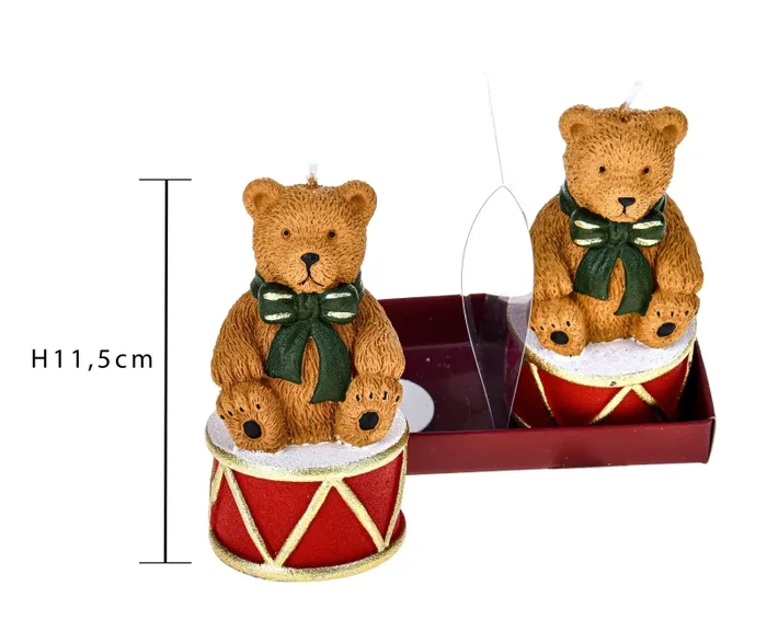 Candele Orsetti Natalizi 4 Pz H11 cm Rosso/Marrone - immagine 2