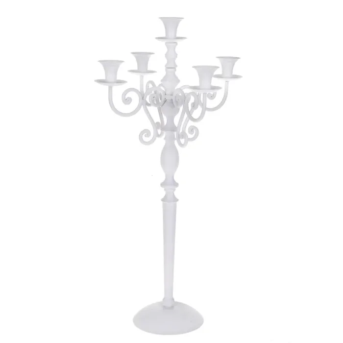 Candeliere Composto da 5 Bracci Altezza 44,5 cm Bianco