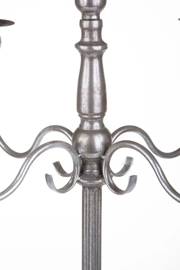 Candeliere con 5 Bracci 75 cm in Metallo Argento - immagine 2