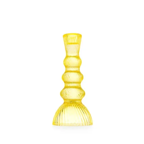 CANDELIERE GRANDE GIALLO IN VETRO (8.5×8.5xh.19cm)