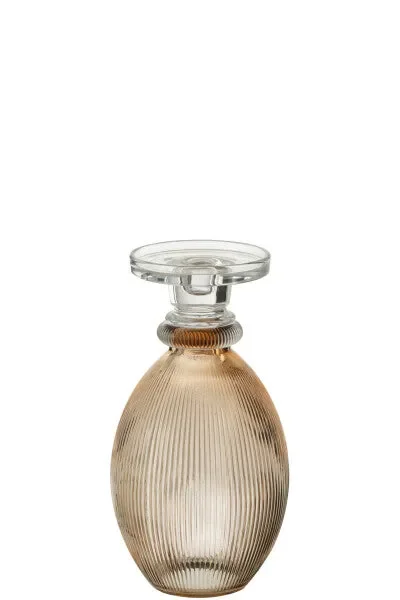 CANDELIERE/VASO VERSATILE OVALE IN VETRO TRASPARENTE (diam.14,5×28,5cm)