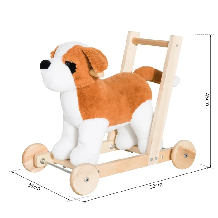 Cane Cavalcabile per Bambini con Suoni in Legno e Peluche - immagine 3